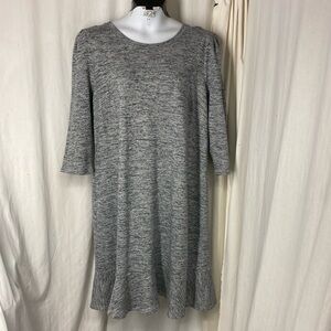 NEW Talbots Plus 2x Sweatshirt Dress Flounce Ruffle Hem Marled Gray NWT 109.00